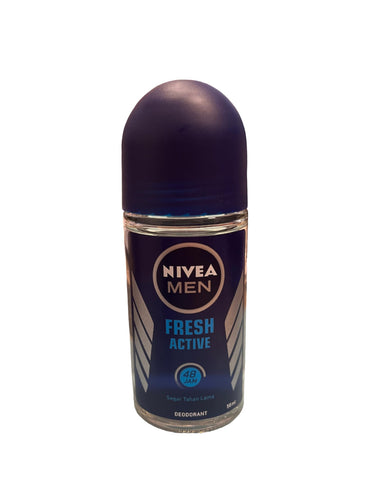 NIVEA MEN Fresh Active 50ml Deo Roll On | With Fresh Ocean Extracts| 72 H Freshness| 0% Alcohol | Dermatologically Approved & Paraben Free Formula